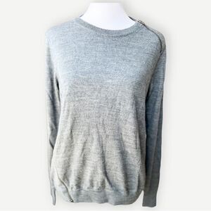 J. Crew Factory Wool Blend Zipper Detail Gray Long Sleeve Sweater. Small.